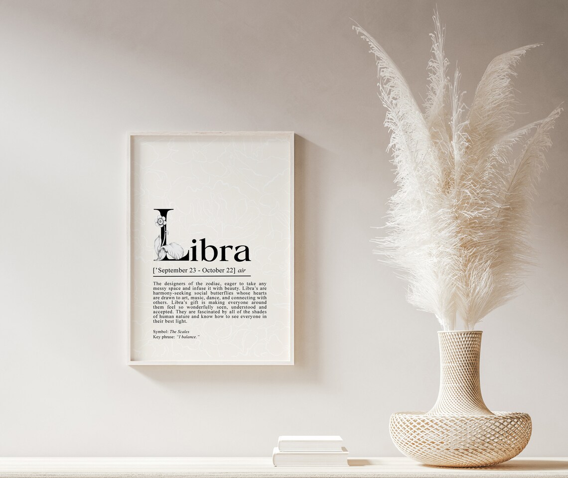 Libra Definition Art Print, Zodiac Wall Decor - Image 2