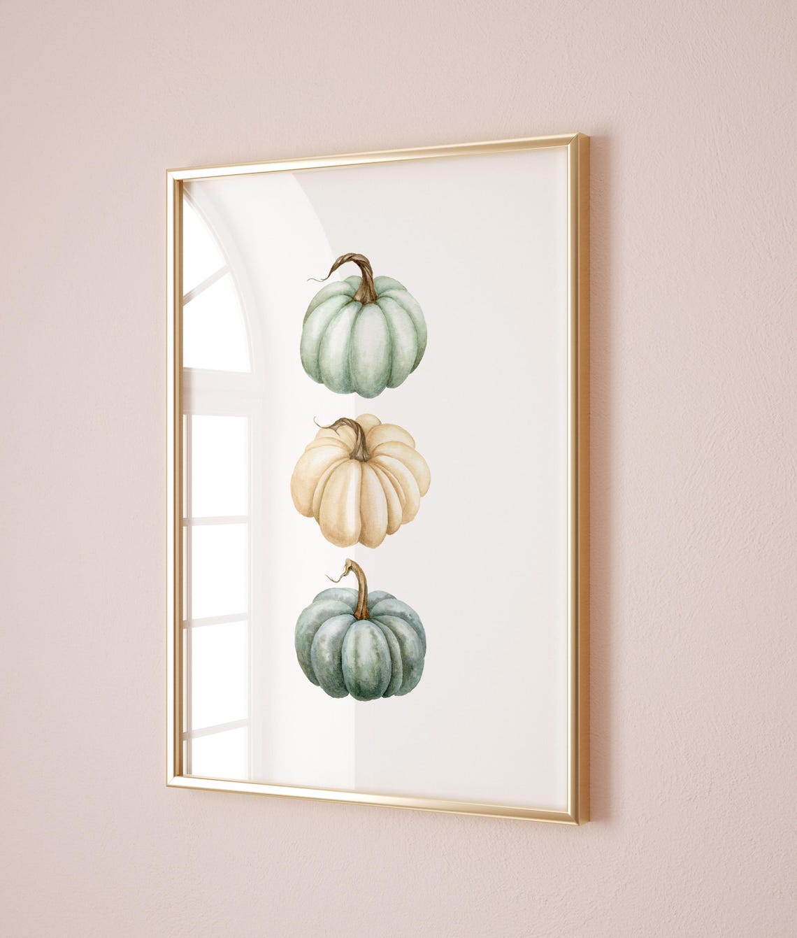 Soft Pastel Watercolor Pumpkins Trio Autumn Wall Decor Poster
