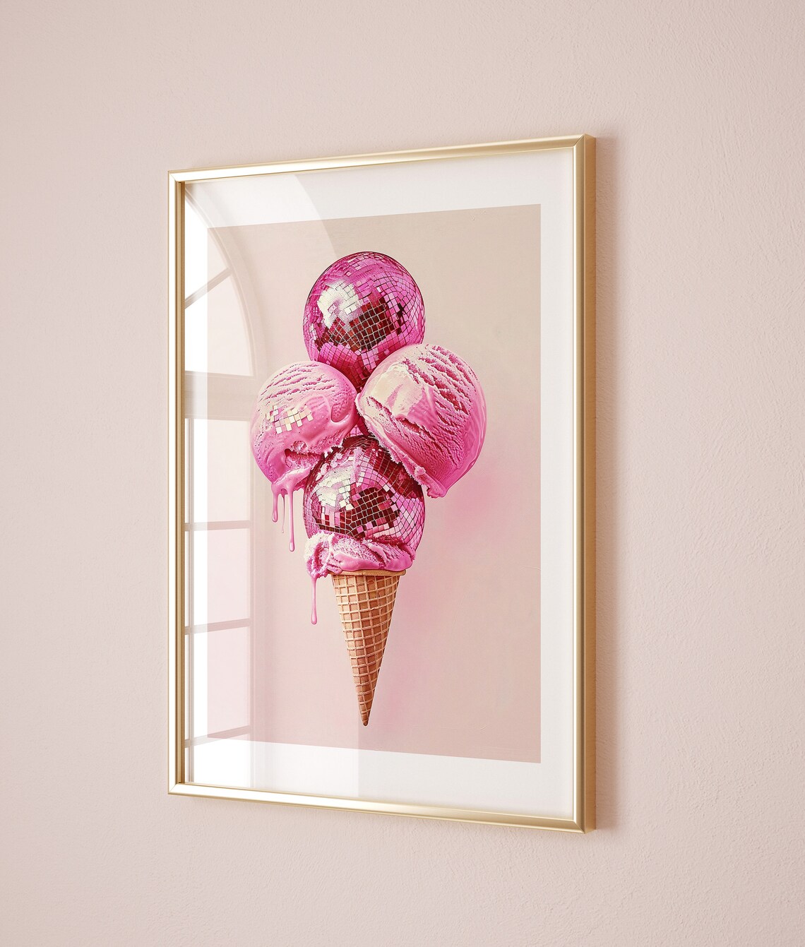 Ice Cream Disco Ball Preppy Nursery Poster Print