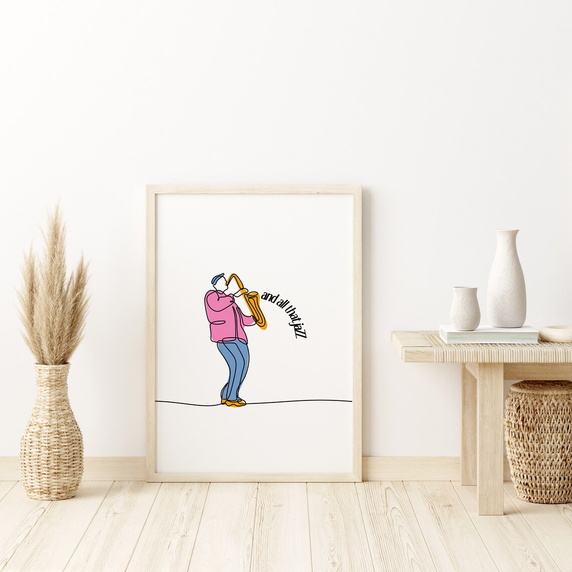 Saxophone Player One Line Art Minimal Jazz Music Lover Poster - Image 2