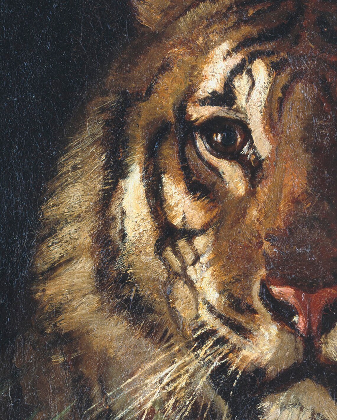 Dark Moody Tiger Portrait Vintage Wildlife Oil Painting Poster - Image 3