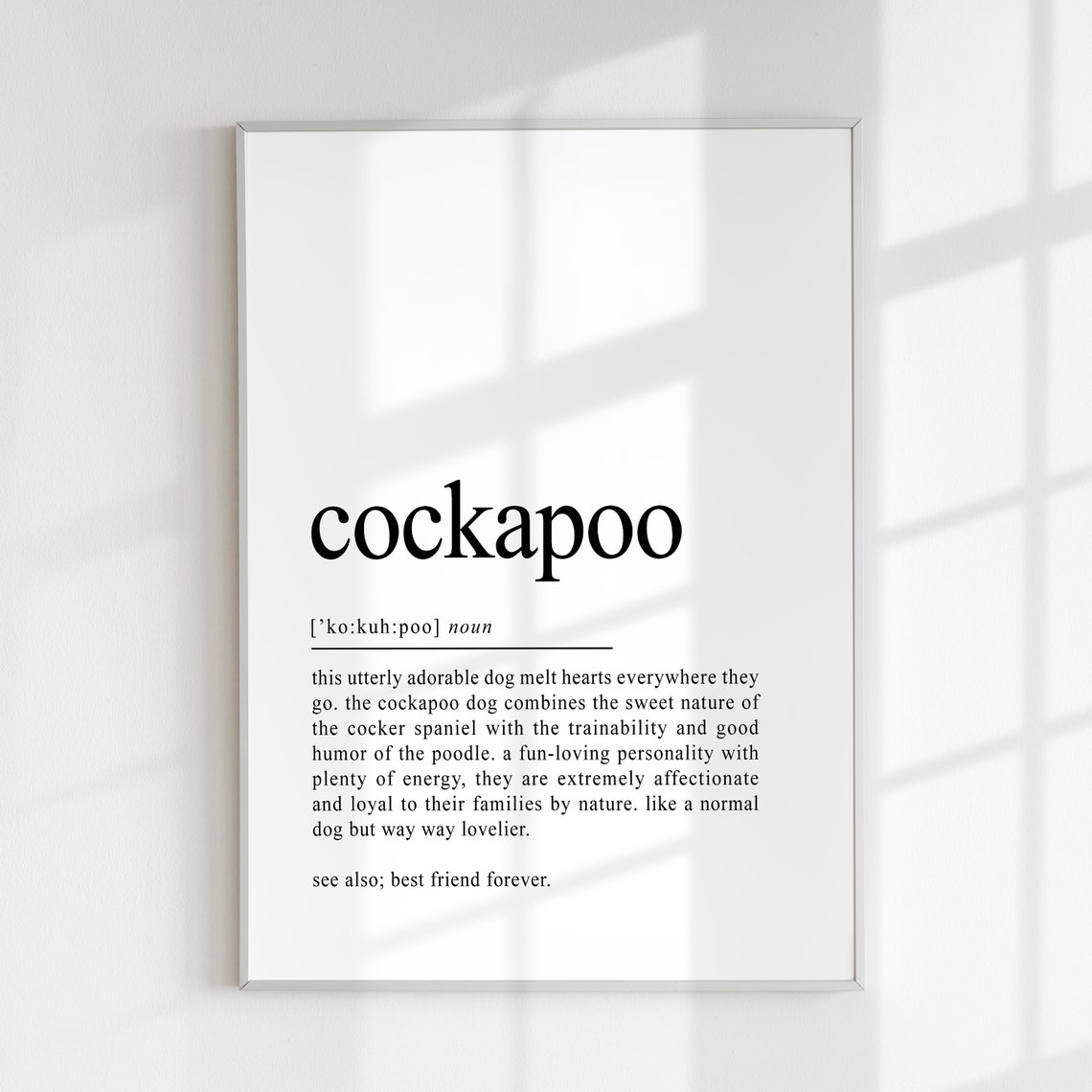 Cockapoo Dog Dictionary Definition Minimalist Typography Wall Art - Image 2