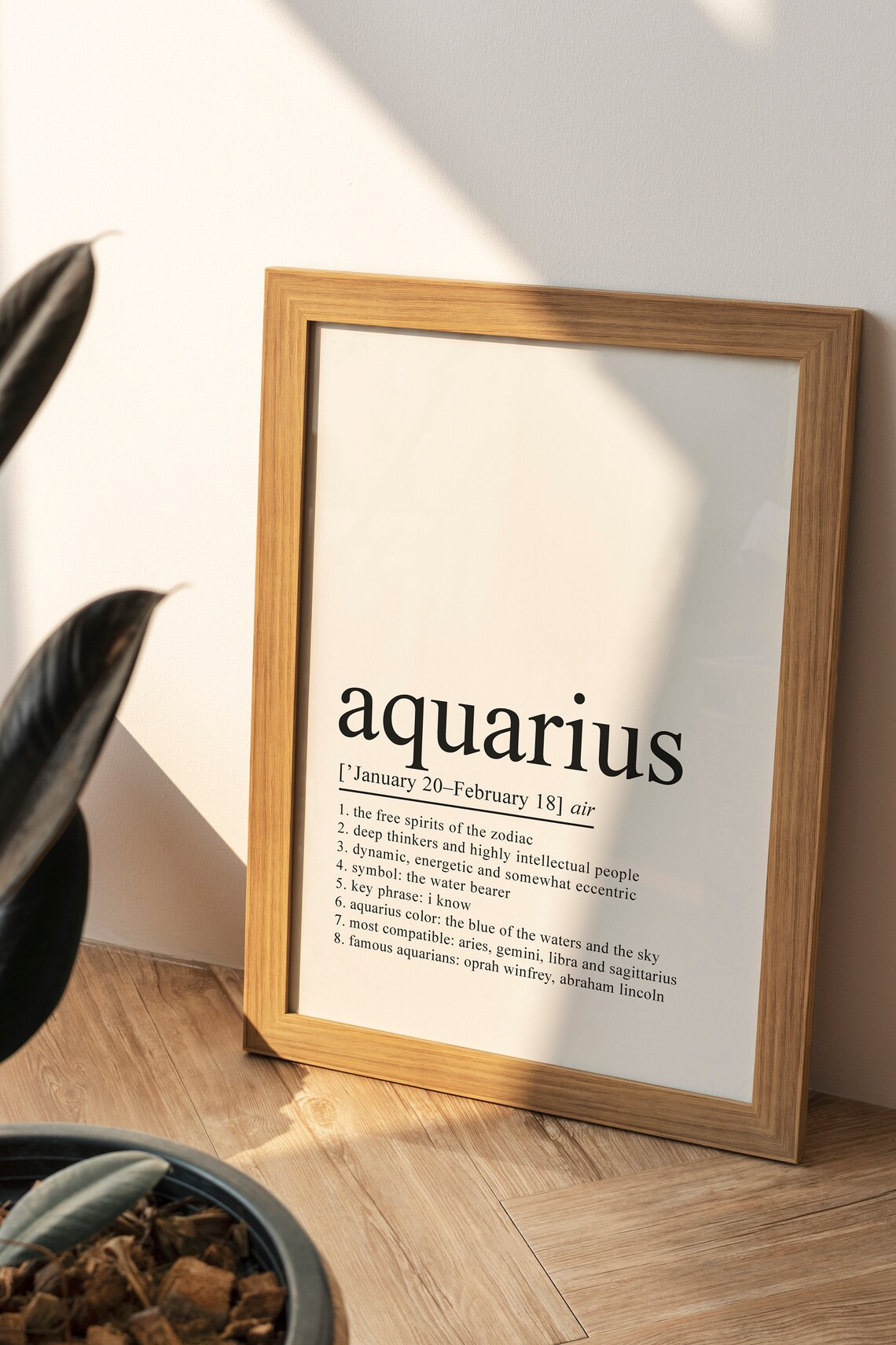 Aquarius Definition Print, Zodiac Sign Art Print