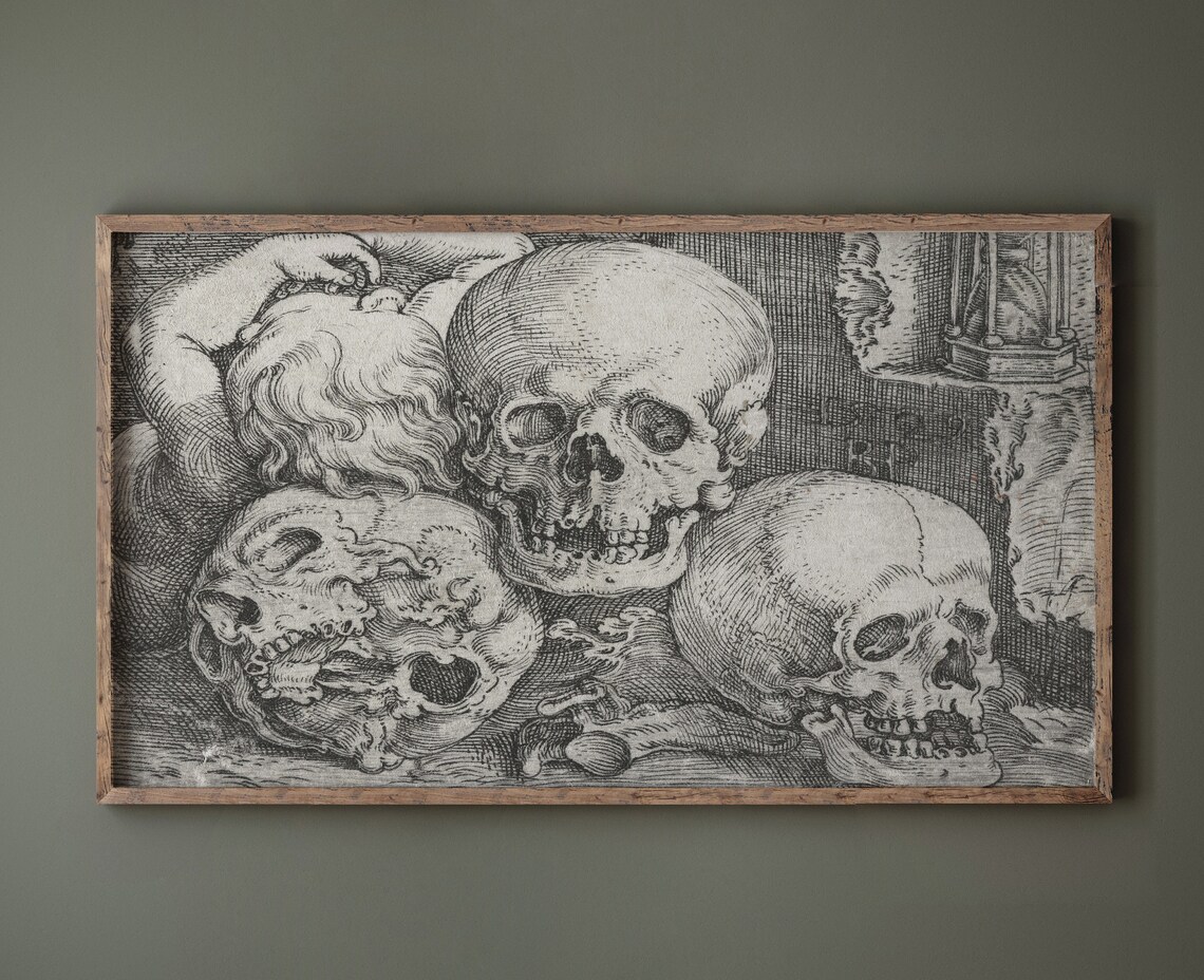 Vintage Skeleton Art for Halloween Wall Art Print - Image 2