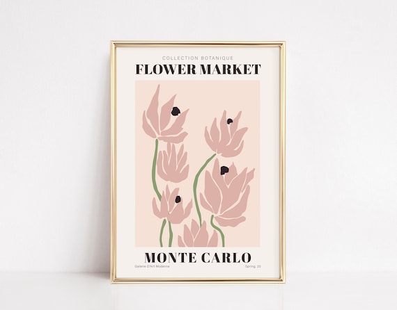 Monte Carlo Flower Market Retro Art Print
