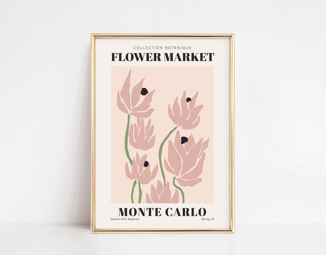 Monte Carlo Flower Market Retro Art Print