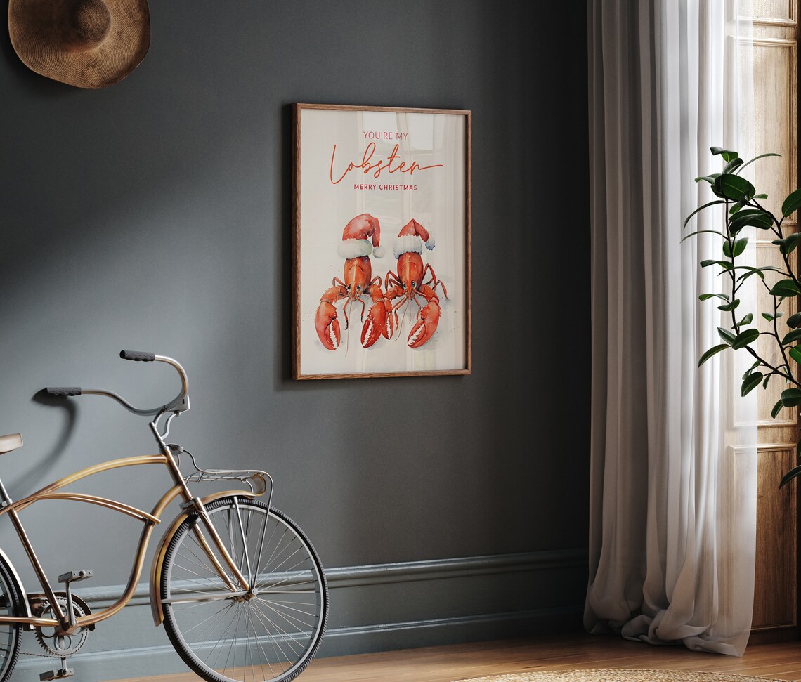 You're My Lobster Christmas Holiday Poster Art Print - Image 2
