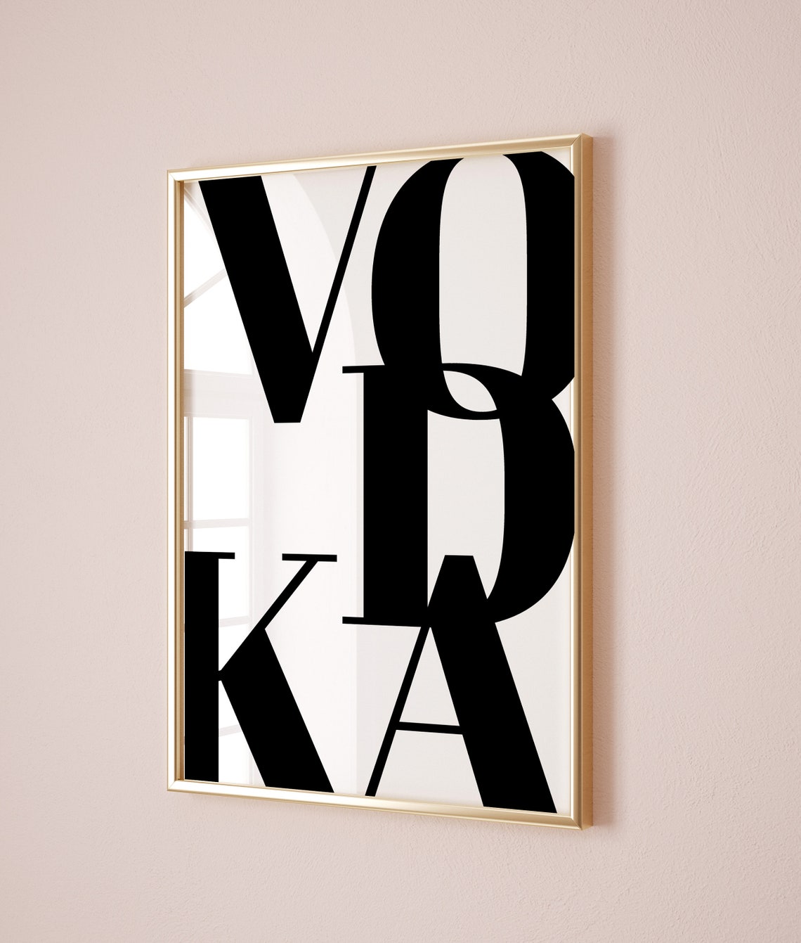 Bold Black VODKA Typography Modern Minimalist Bar Decor Wall Art