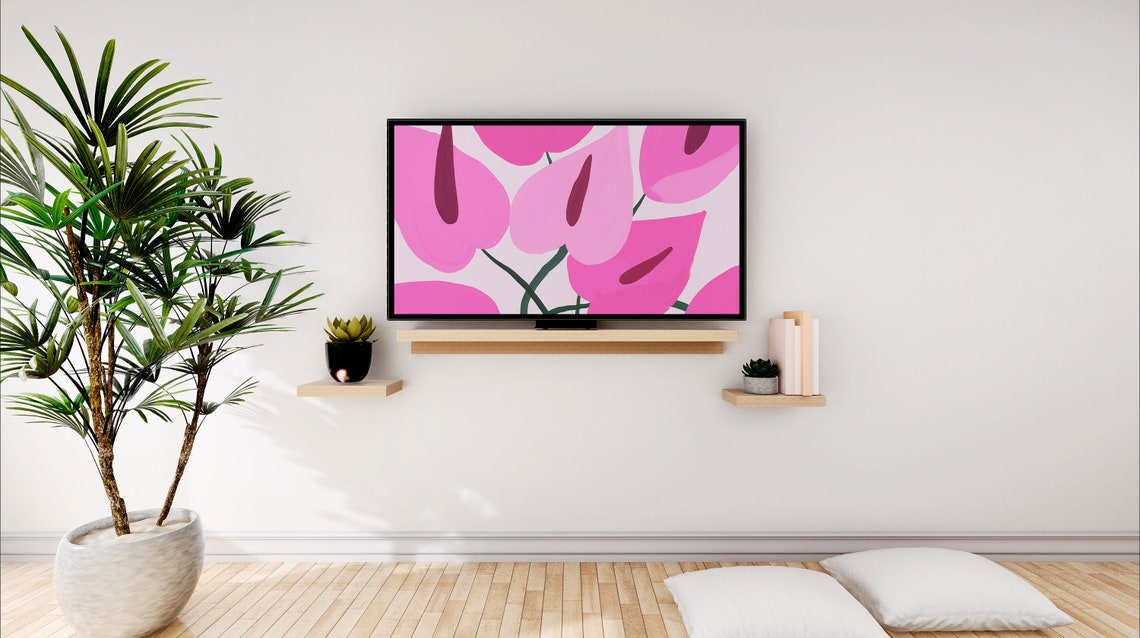 Pink Anthurium Flowers Modern Botanical Abstract Floral Art Poster - Image 2