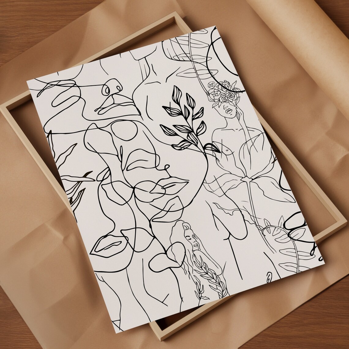Woman Line Art Poster, Feminine Modern Bathroom Decor