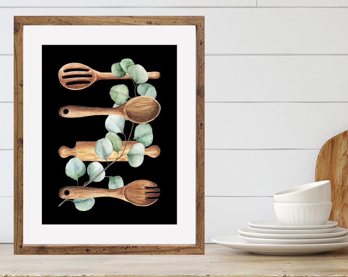 Shiputensils And Eucalyptus Kitchen Art Print