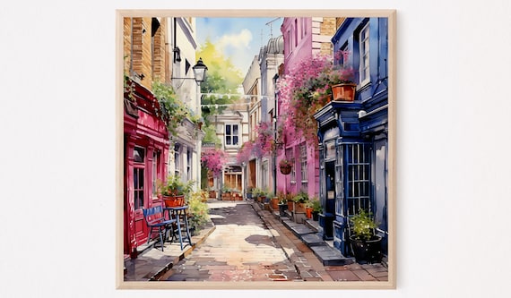 London Watercolor Travel Poster, Europe Wall Art