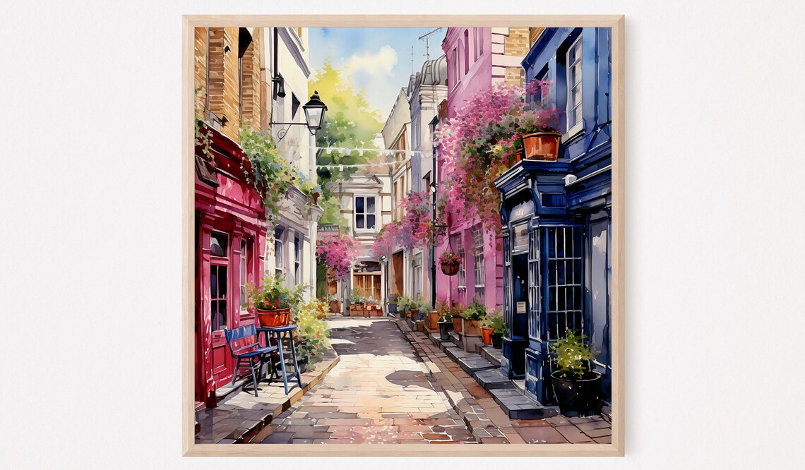 London Watercolor Travel Poster, Europe Wall Art