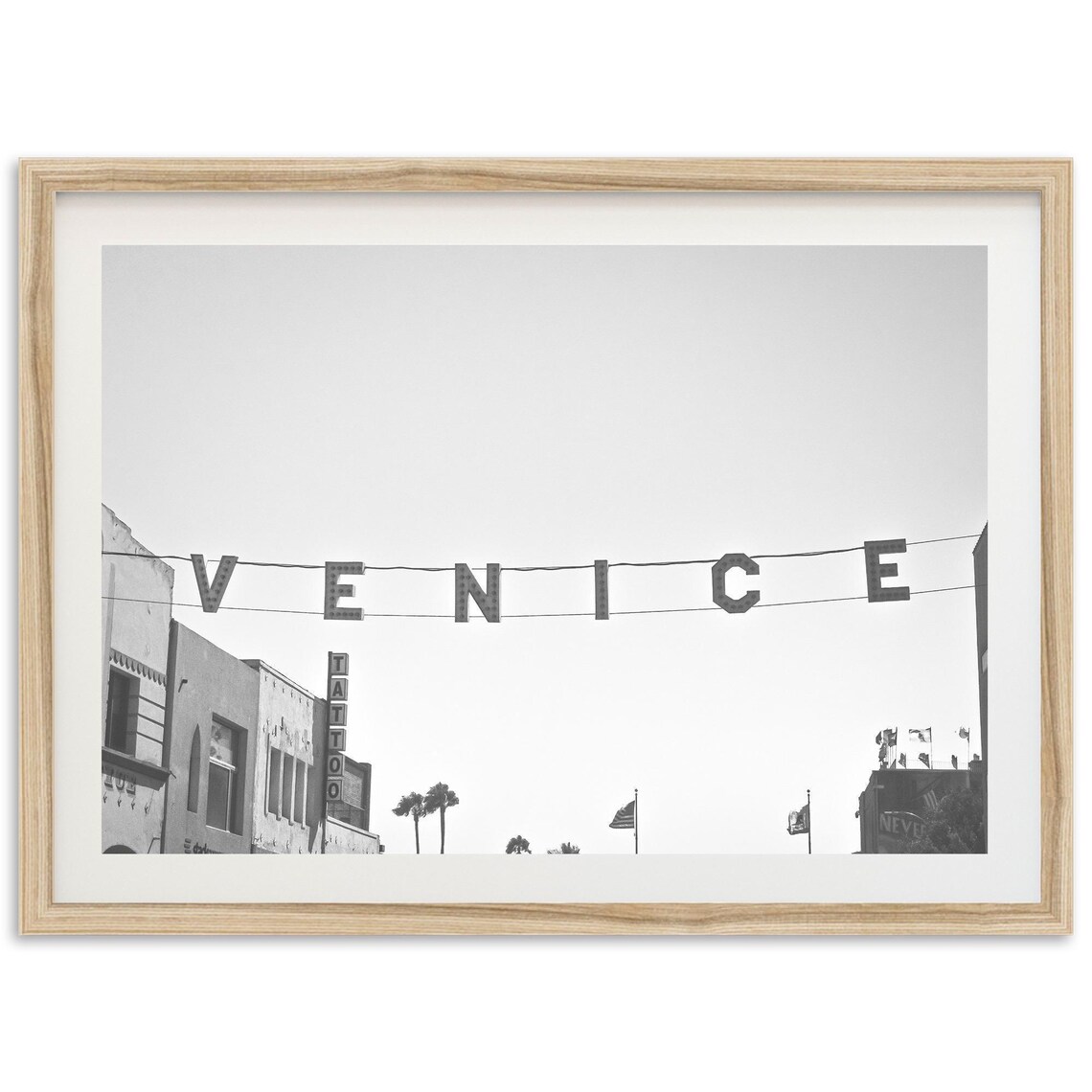 Venice Beach Black And White Travel Poster