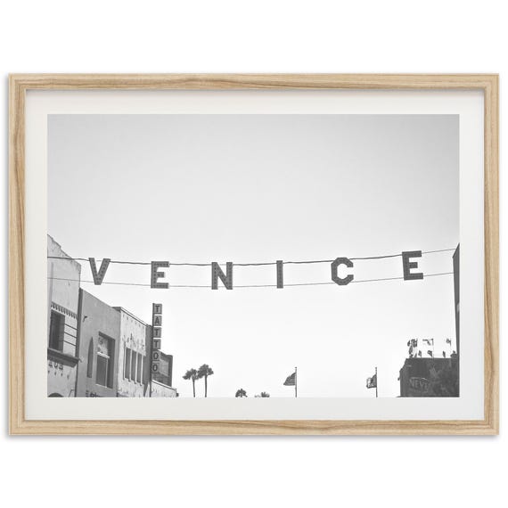 Venice Beach Black And White Travel Poster