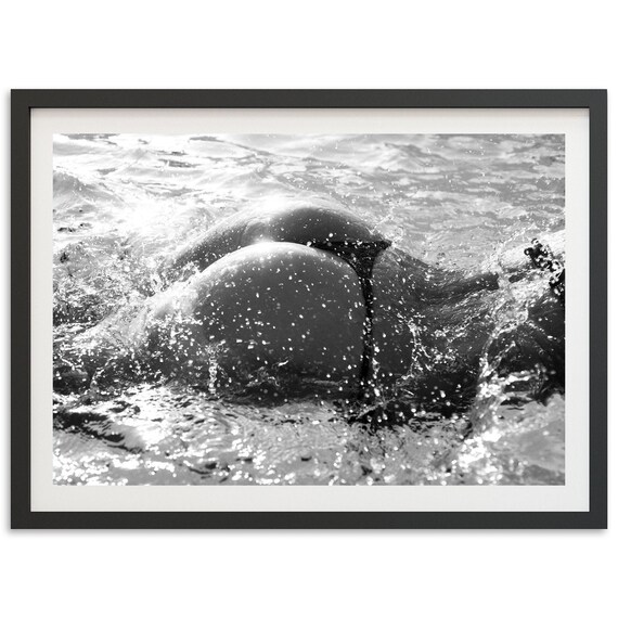 Black And White Ocean Dive Fine Art Photography Coastal Decor Poster