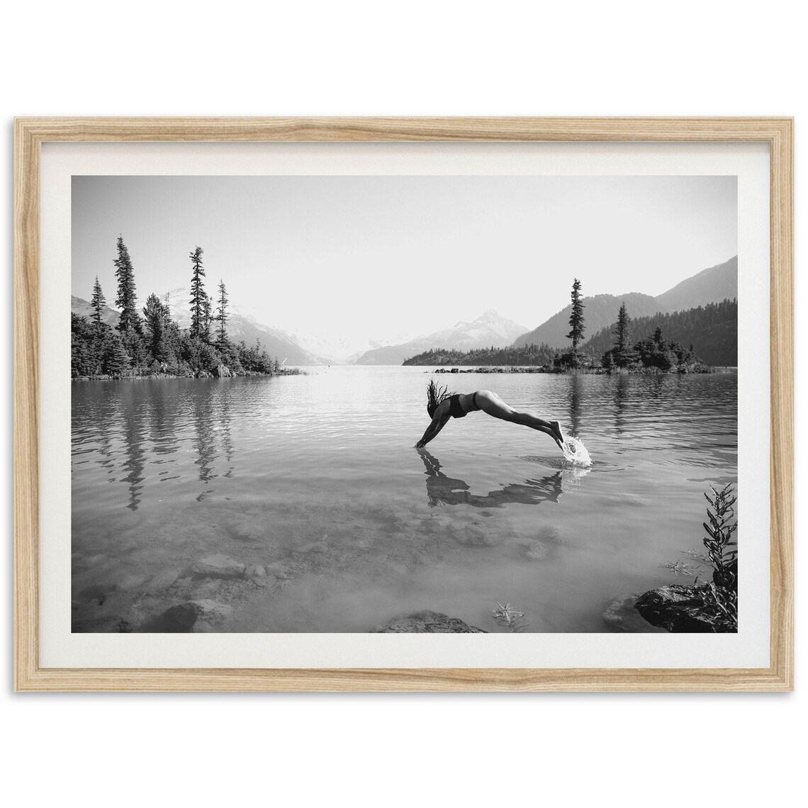 Black And White Lake Dive Art Print, Fine Art Photo