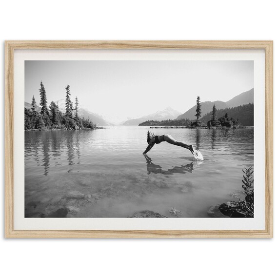 Black And White Lake Dive Art Print, Fine Art Photo