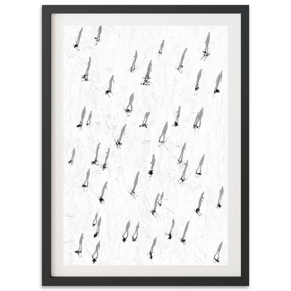 Mountain Ski Print, Black And White Winter Cabin Wall Art