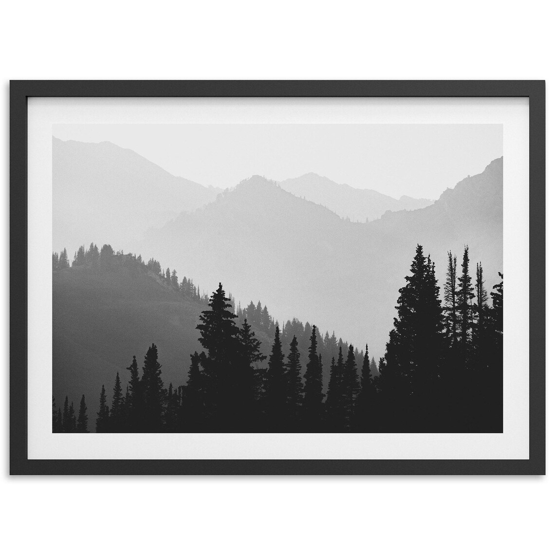 Mountain Layers Black And White Landscape Art Print