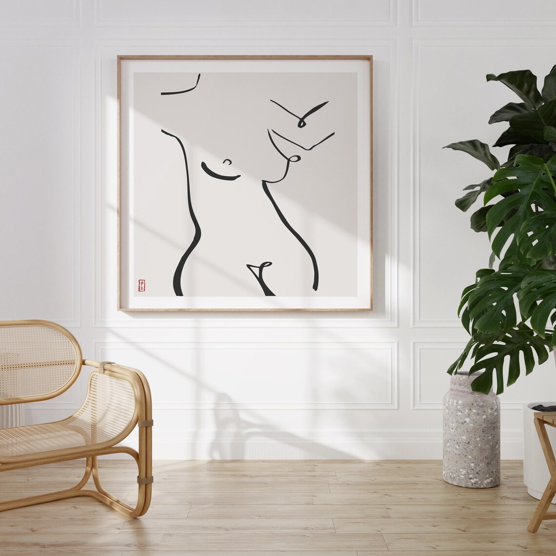 Abstract Single Line Female Torso Figure Study Minimalist Art Poster - Image 2