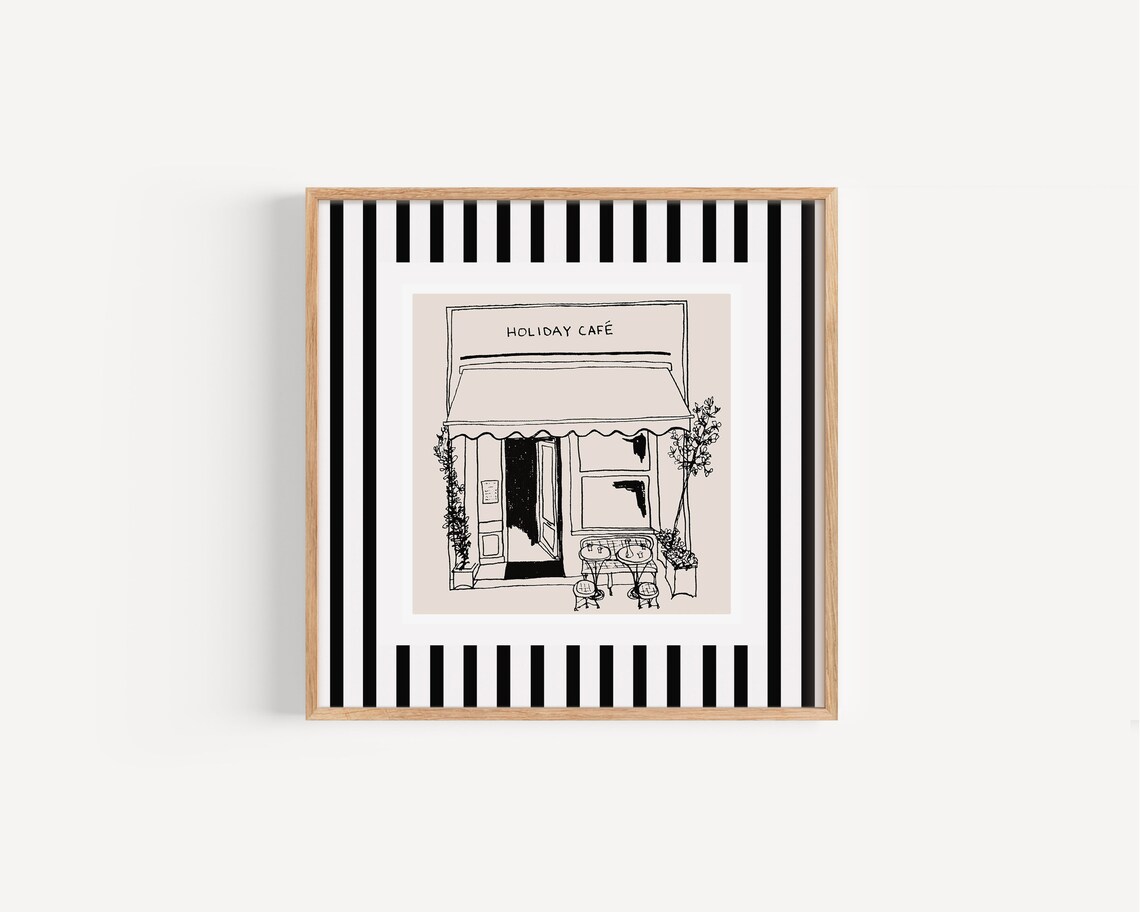 Holiday Cafe Paris French Minimalist Wall Art Print
