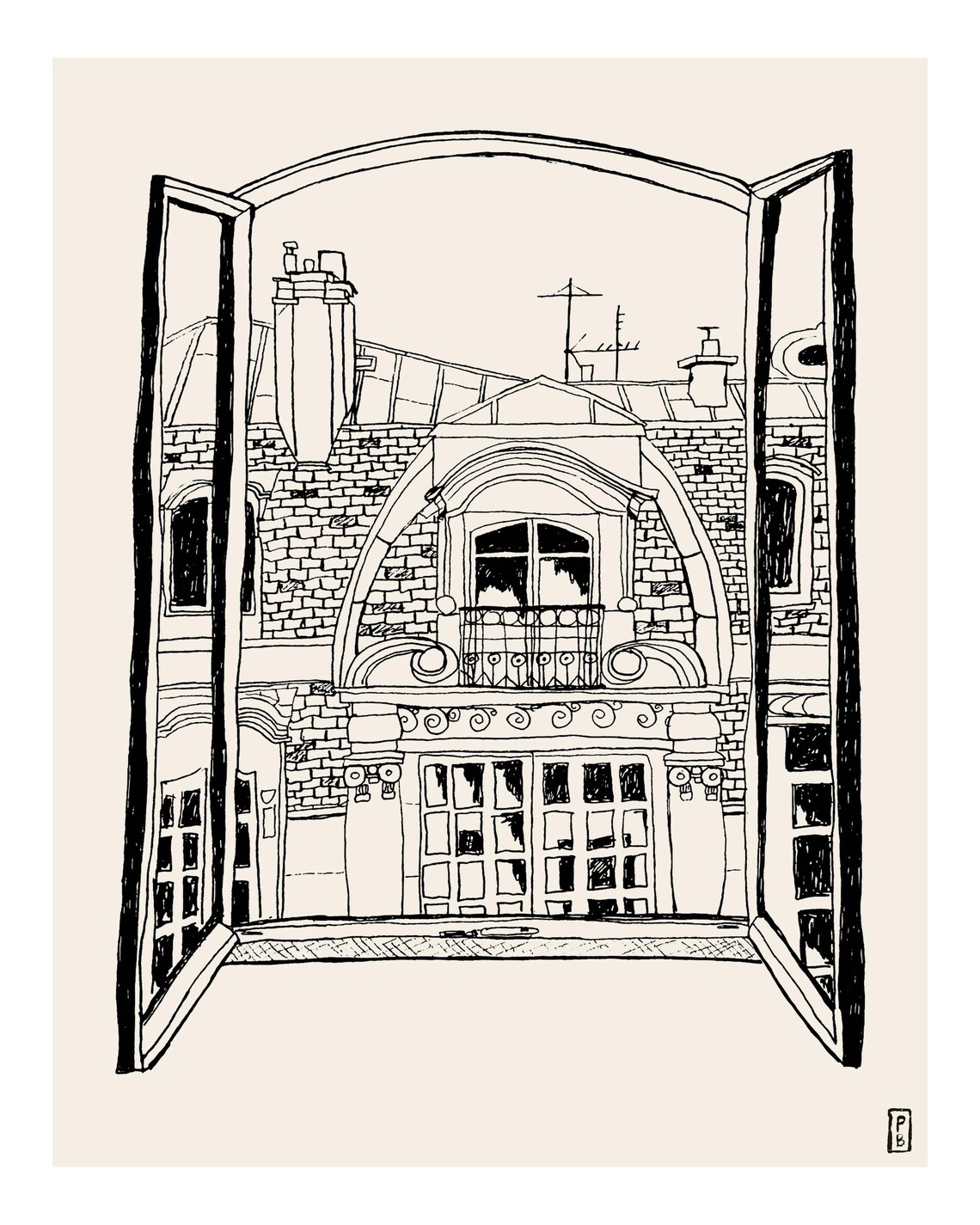 Paris Through the Window, Minimalist Art Print - Image 2