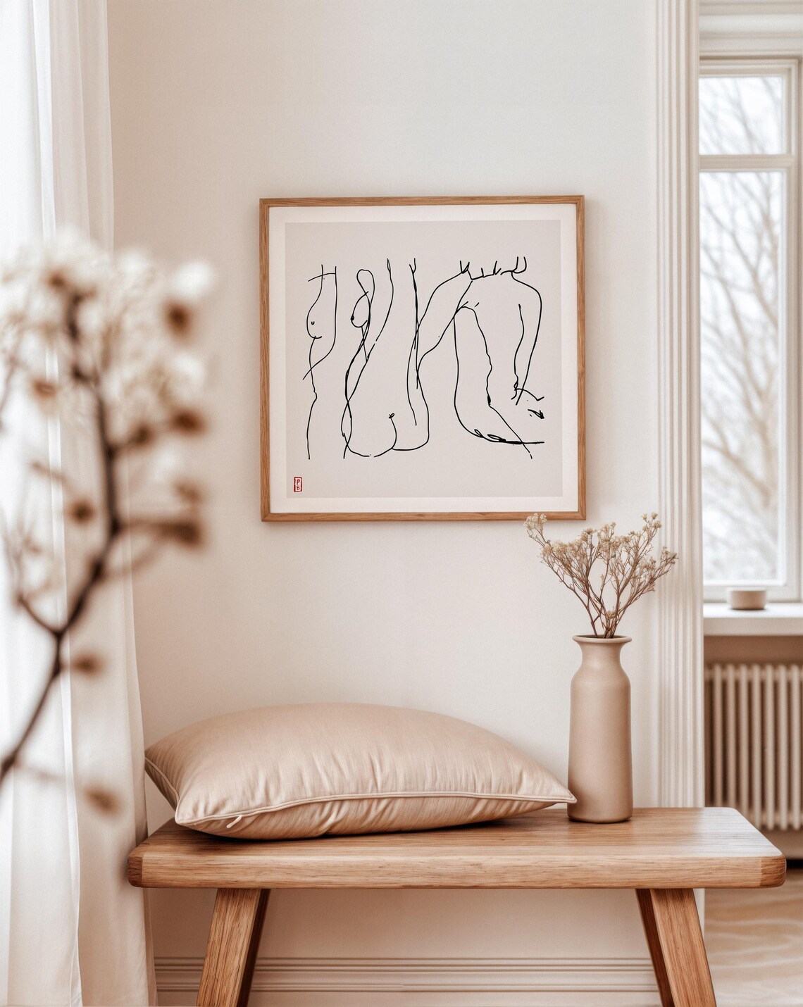 Figure No 17 Minimalist Line Drawing Female Nudes Art Poster