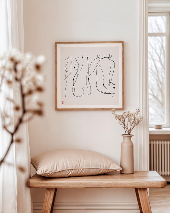Figure No 17 Minimalist Line Drawing Female Nudes Art Poster