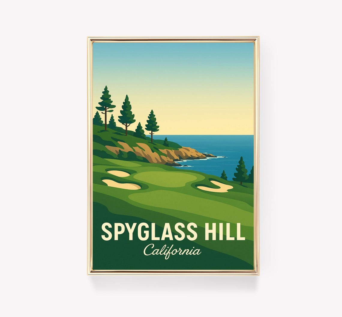 Spyglass Hill California Golf Course Coastal Vintage Travel Poster