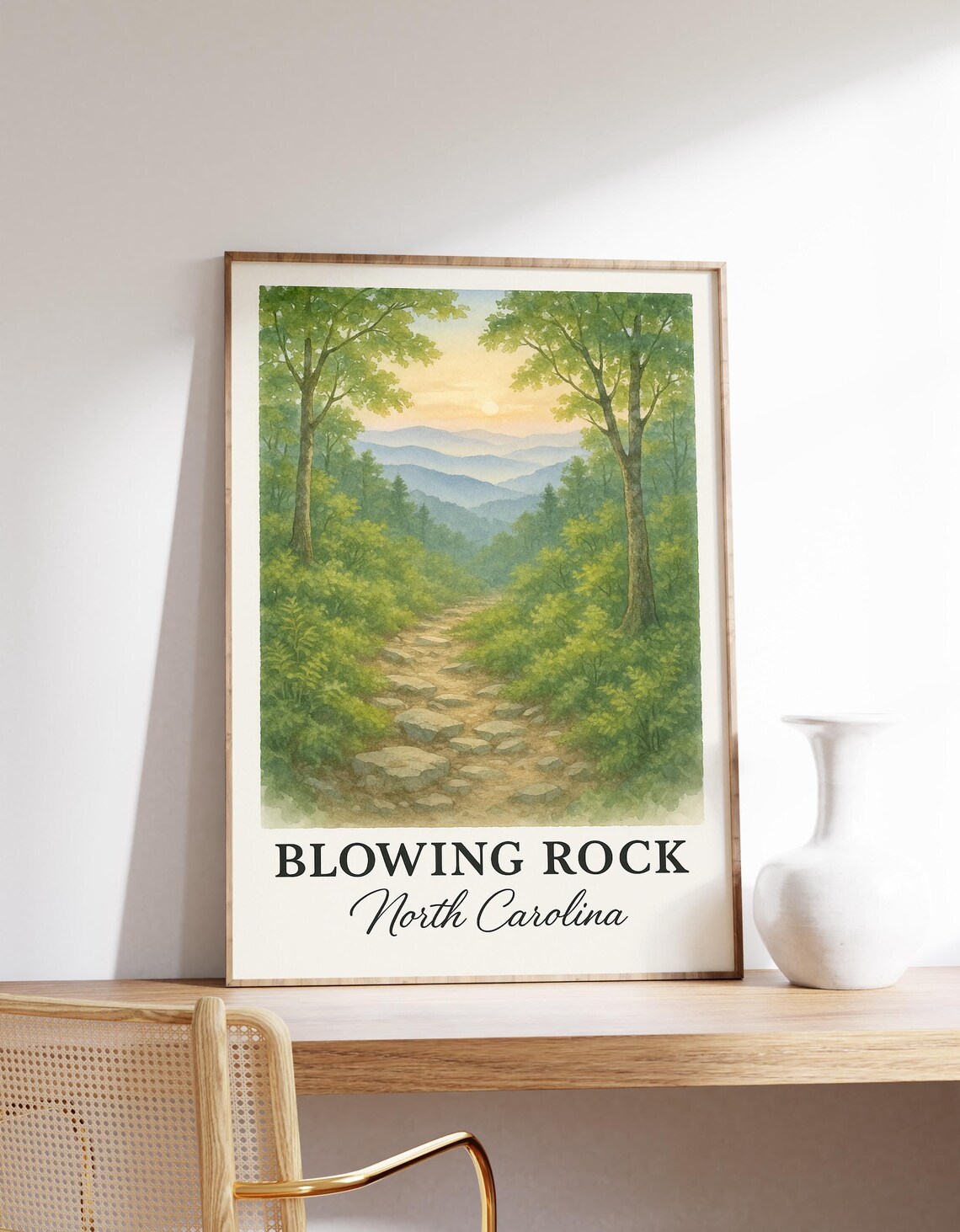 Blowing Rock Sunset Trail Poster, North Carolina Nature Decor