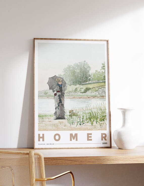 Winslow Homer Print Young Woman 1880 Farmhouse Decor Museum Exhibition Poster Watercolor Painting