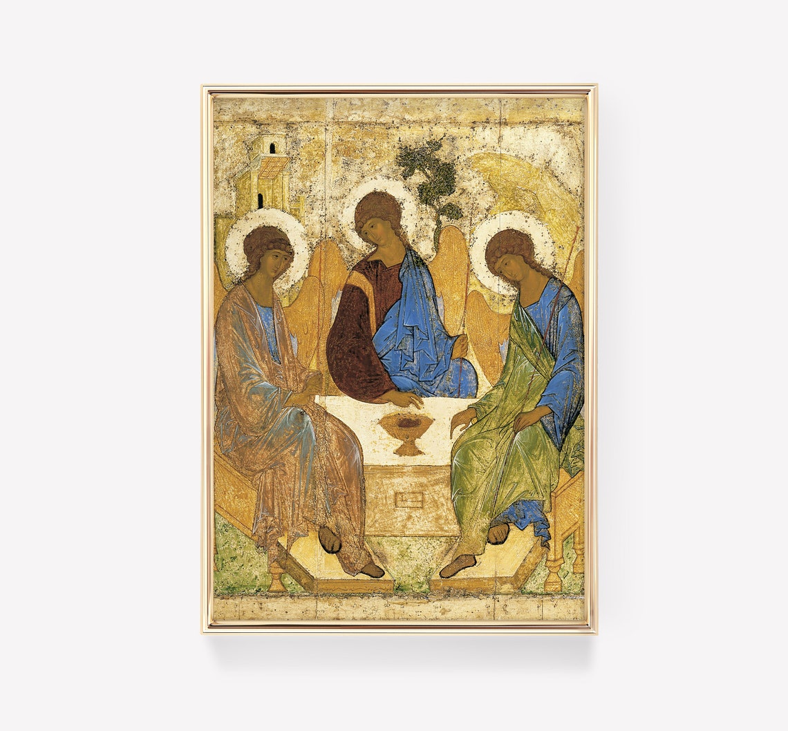 Andrei Rublev Trinity 1425 Three Angels Icon Sacred Gold Art Poster