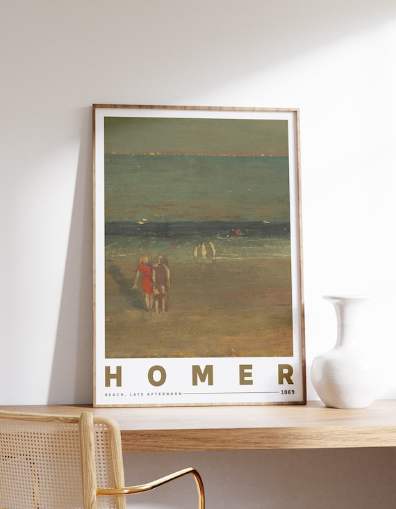 Winslow Homer Print The Beach Late Afternoon 1869 Farmhouse Decor Museum Exhibition Poster Watercolor Painting