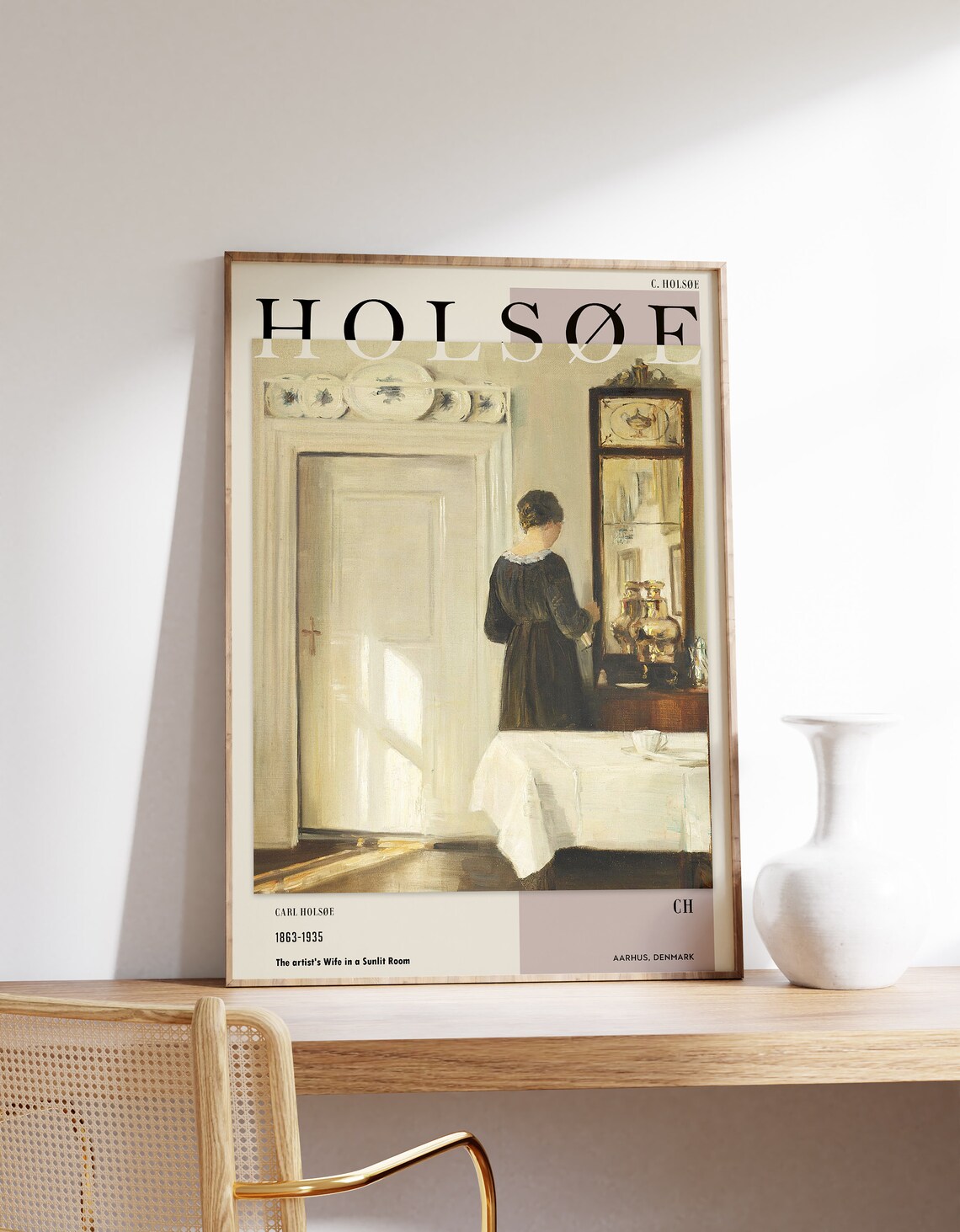 Carl Holsoe The Artist's Wife In A Sunlit Room Danish Interior Art Poster
