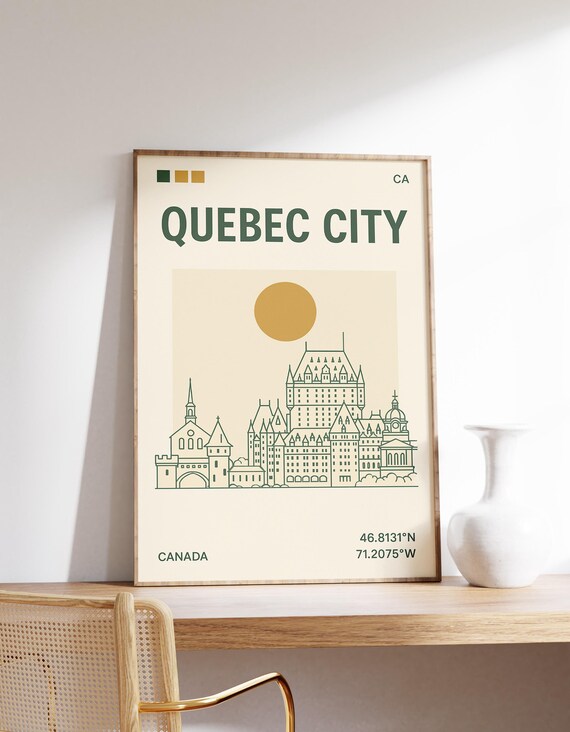 City Poster Canada Print Wall Art Chateau Frontenac Travel Gift Old Decor