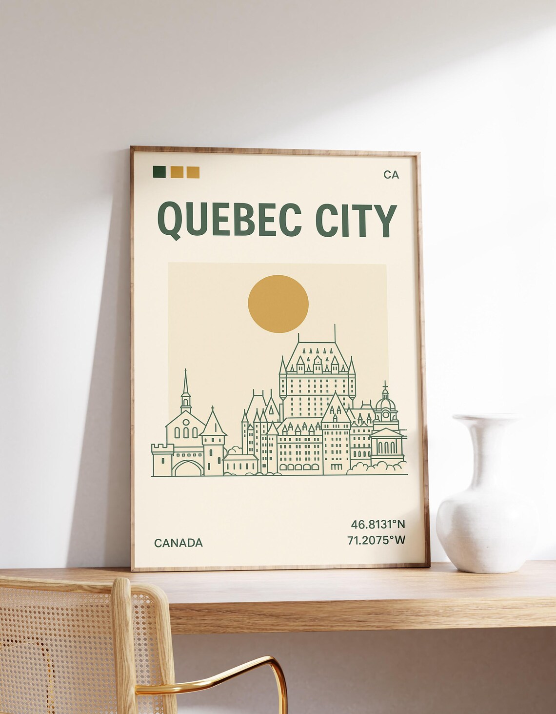 City Poster Canada Print Wall Art Chateau Frontenac Travel Gift Old Decor