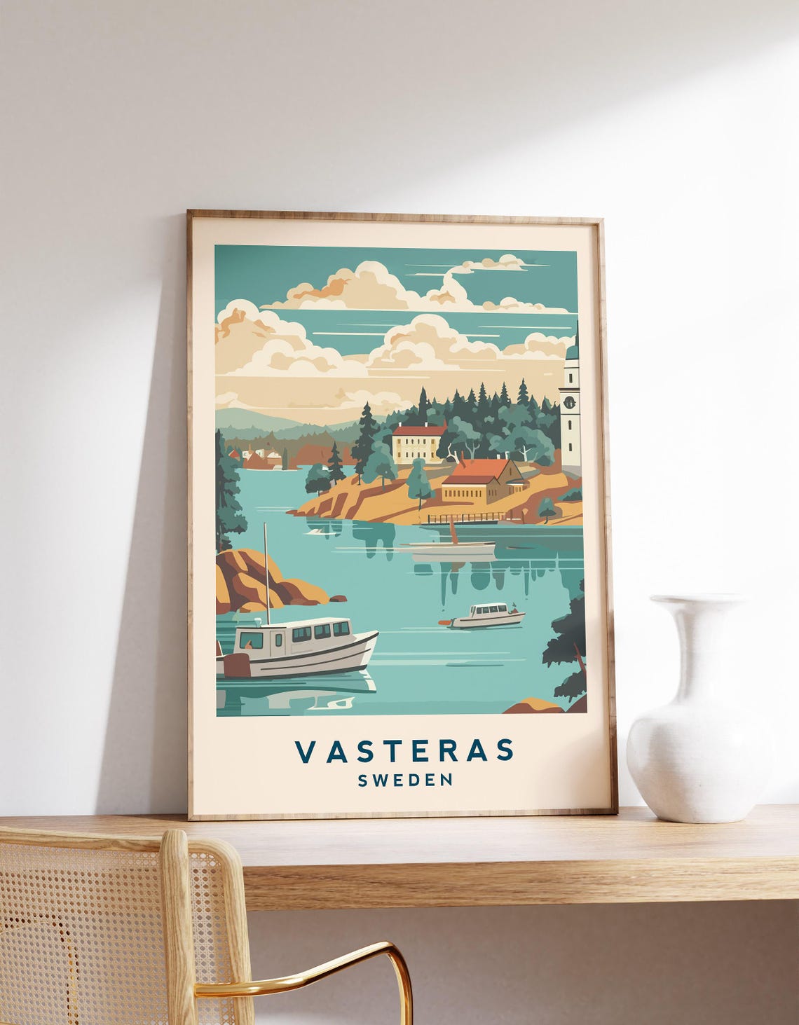 Vasteras Vintage Travel Poster, Sweden