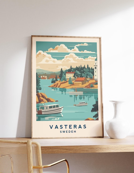 Vasteras Vintage Travel Poster, Sweden