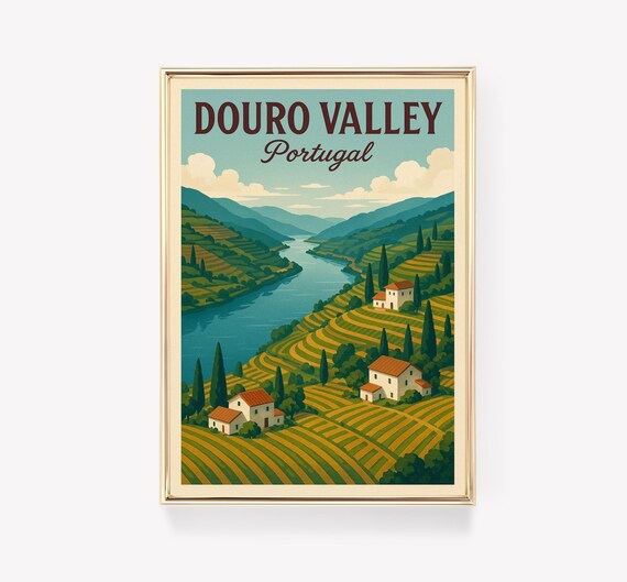 Douro Valley Portugal Terraced Vineyards River Travel Poster