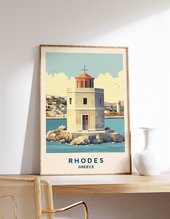 Greece Rhodes Vintage Travel Poster Print
