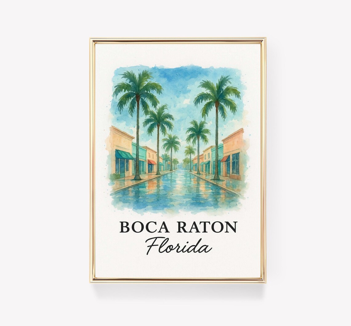 Boca Raton Travel Poster, Vintage Florida Travel Poster