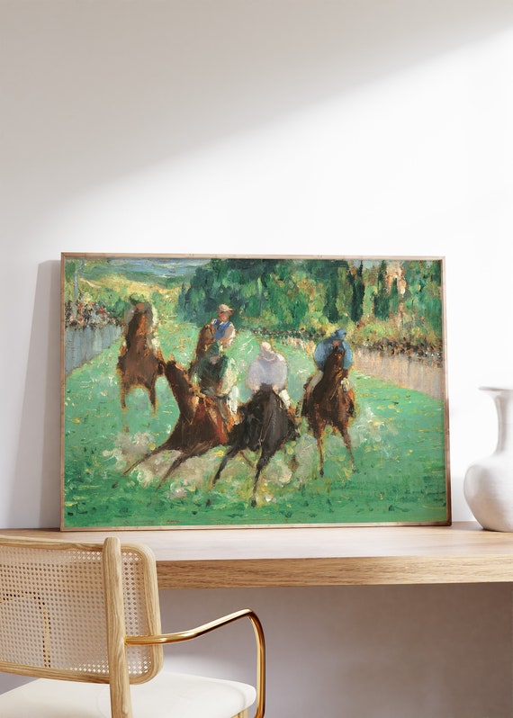 Edouard Manet At The Races 1875 Vintage Horse Painting Impressionist Print Green Landscape Poster Canvas Wall Art Home Decor