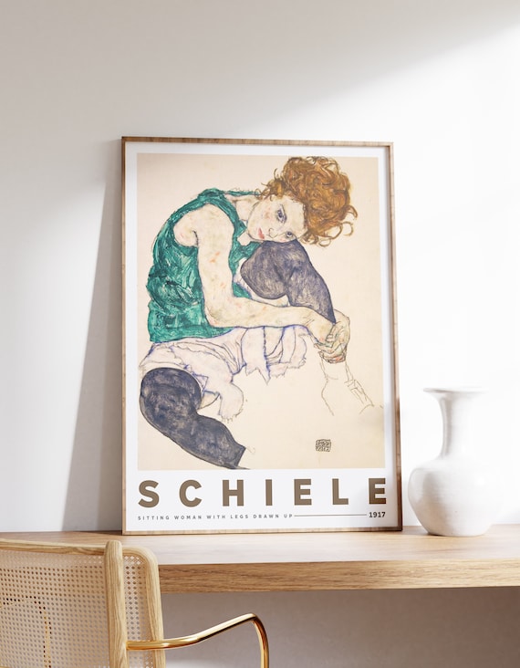 Egon Schiele Sitting Woman With Legs Drawn Up 1917 Drawing Poster