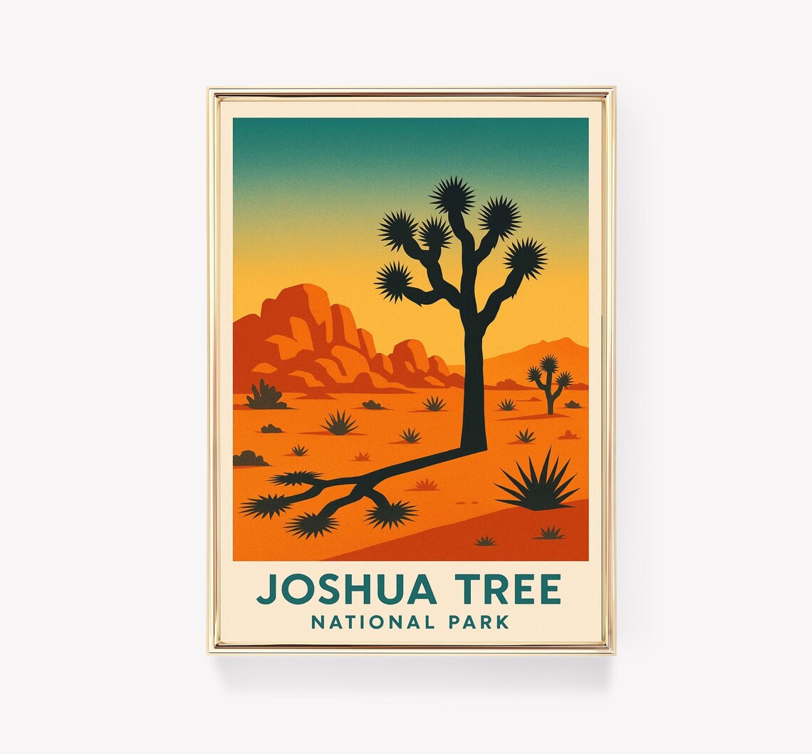 Joshua Tree Vintage Travel Poster, National Park Art Print