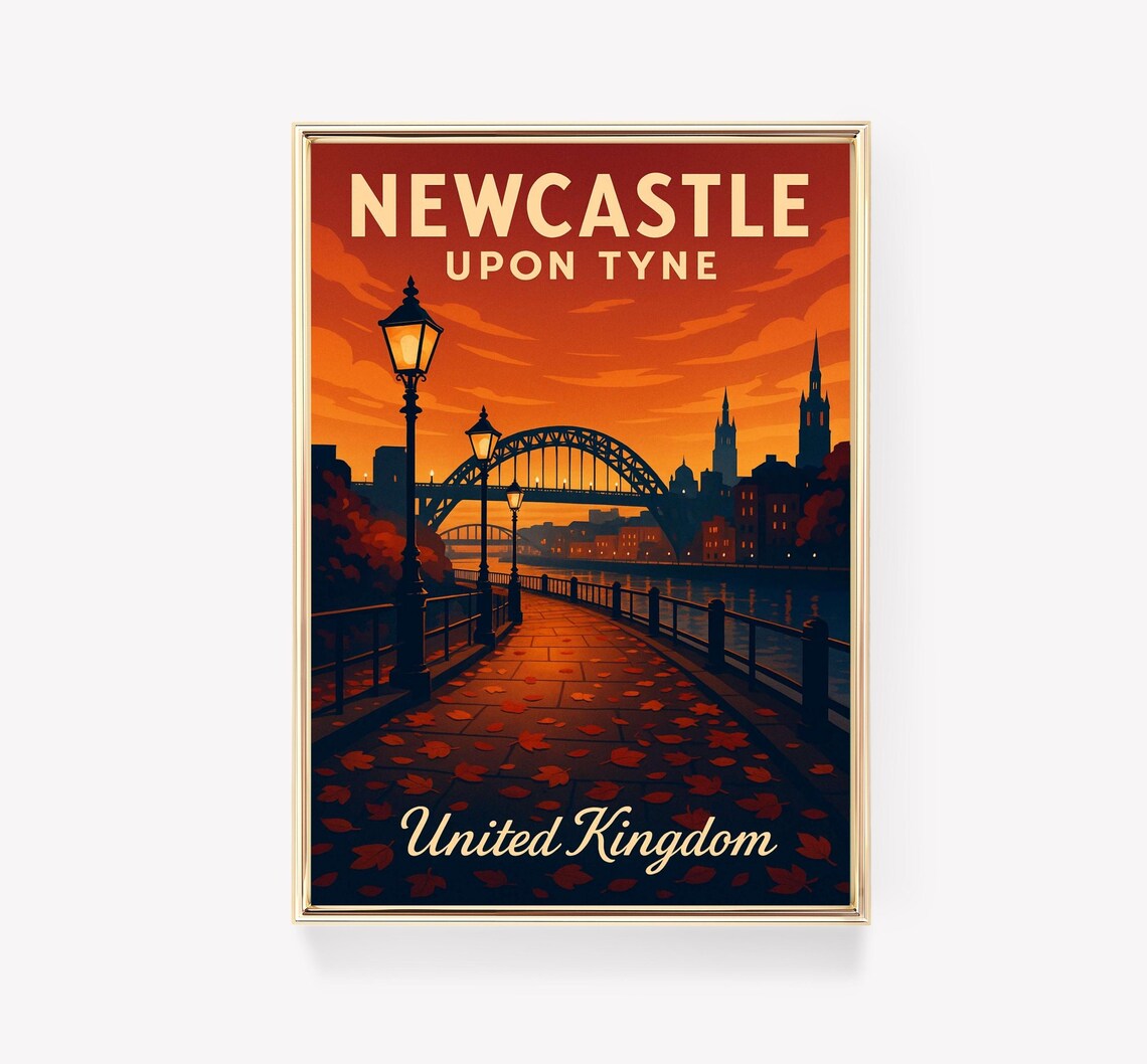 Newcastle Upon Tyne Travel Poster, England Travel Poster