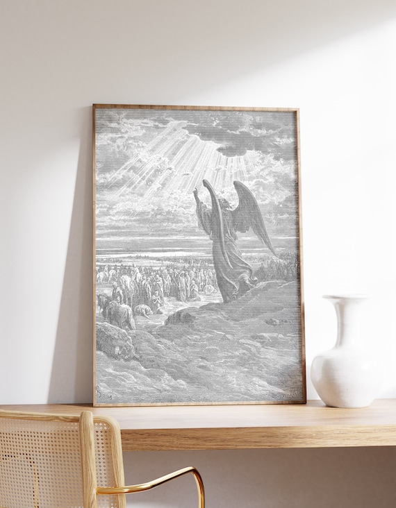 Gustave Dore Art Print An Angel Appears To The Israelites 1866 Hell Wall Dark Decor Renaissance Inferno Gothic