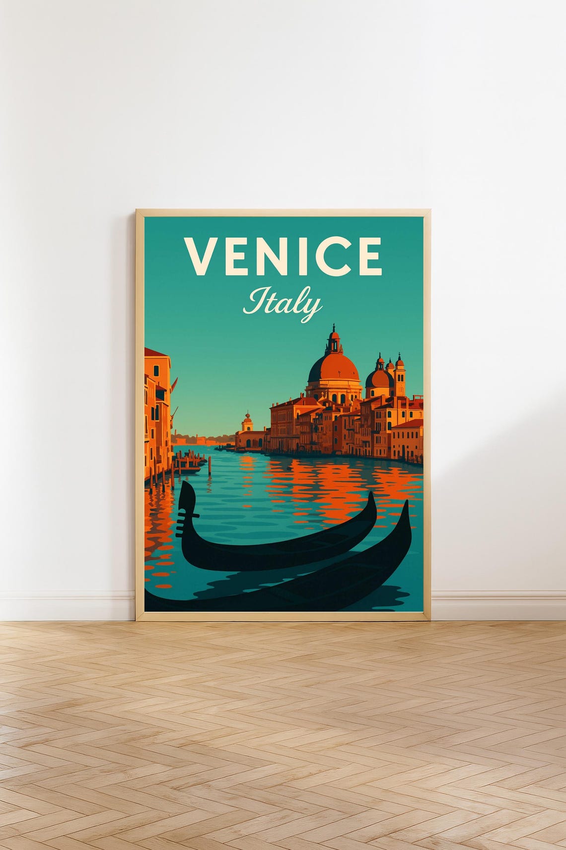 Venice Italy Grand Canal Gondolas Retro Vintage Travel Poster