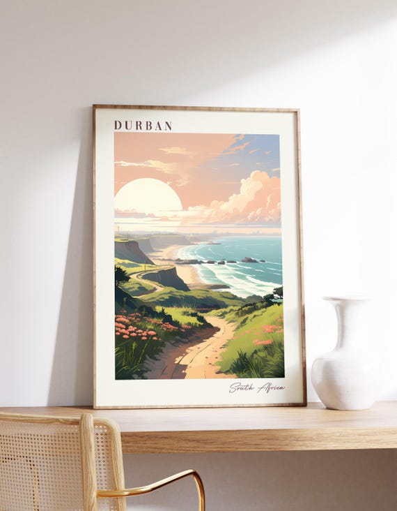 South Africa Travel Poster Print Wall Decor Durban