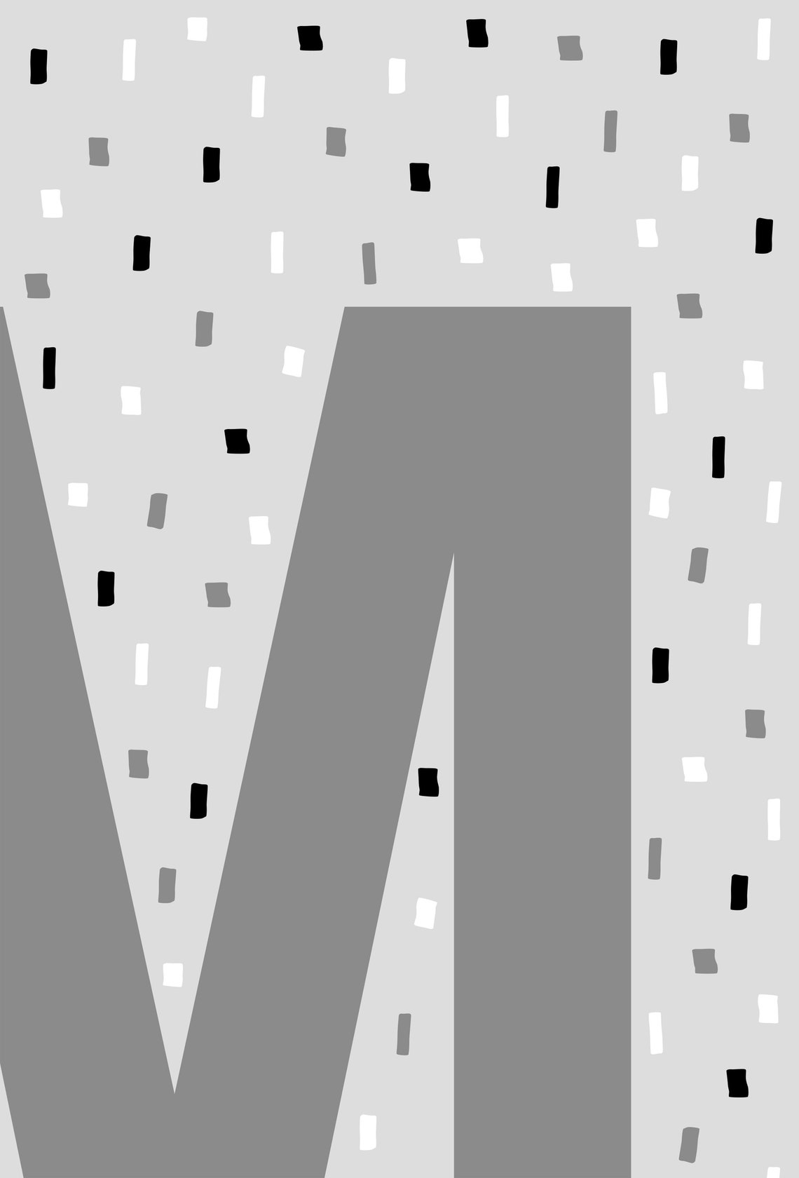Letter M Monogram Grey Confetti Nursery Print Kids Room Wall Art - Image 2